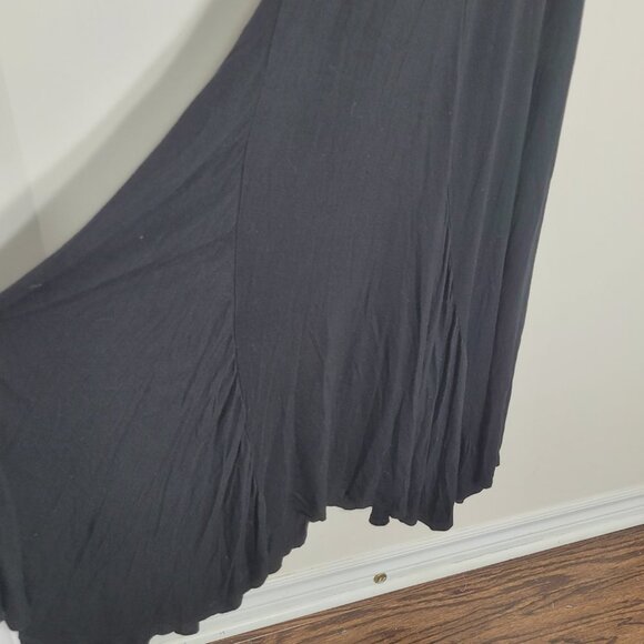 Lori Michaels | Black Full Length Halter Dress V-Neckline Faux Wrap Tie Waist S - Picture 2 of 10